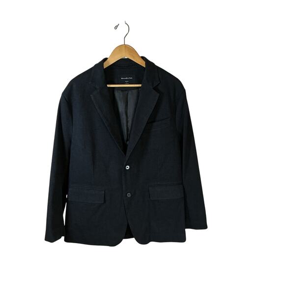 Abercrombie & Fitch Men’s Stretch Blazer Suit Jacket Black Single Breasted Large - Picture 1 of 15